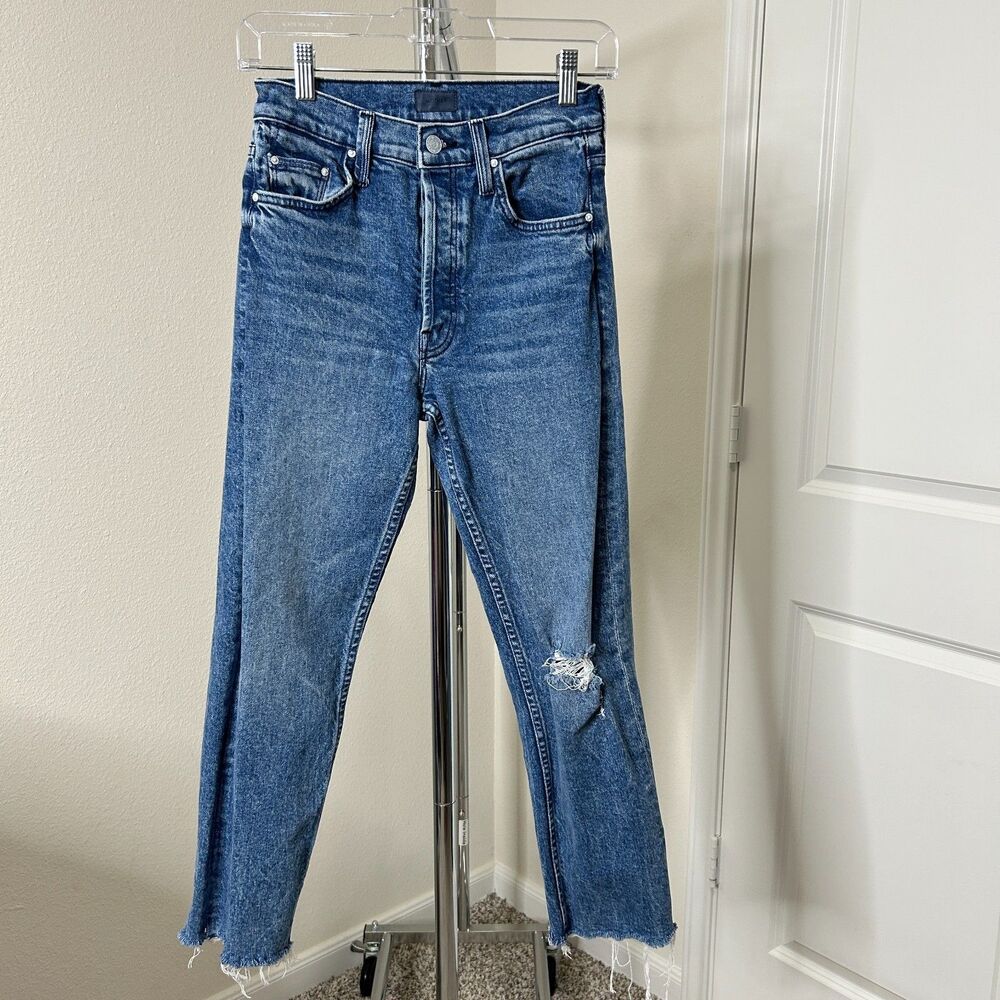 MOTHER Jeans Womens 26 Completely Over Tomcat High Rise Distressed Straight Crop